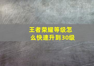 王者荣耀等级怎么快速升到30级