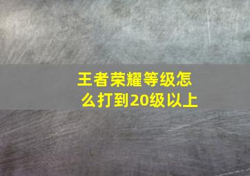 王者荣耀等级怎么打到20级以上