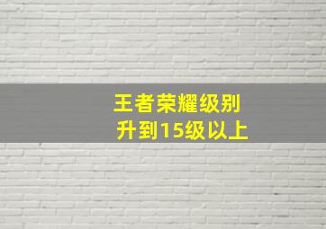 王者荣耀级别升到15级以上