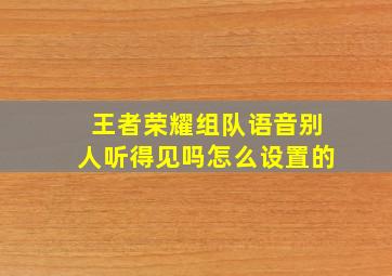 王者荣耀组队语音别人听得见吗怎么设置的