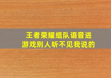 王者荣耀组队语音进游戏别人听不见我说的