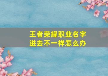 王者荣耀职业名字进去不一样怎么办