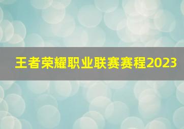 王者荣耀职业联赛赛程2023