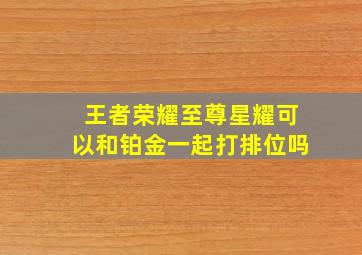 王者荣耀至尊星耀可以和铂金一起打排位吗