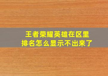 王者荣耀英雄在区里排名怎么显示不出来了