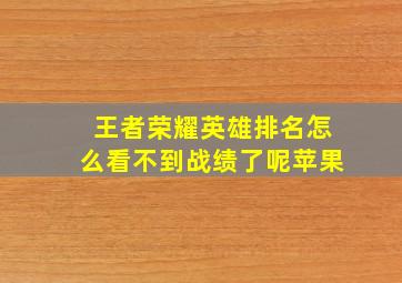 王者荣耀英雄排名怎么看不到战绩了呢苹果