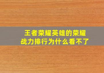 王者荣耀英雄的荣耀战力排行为什么看不了