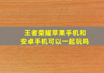 王者荣耀苹果手机和安卓手机可以一起玩吗