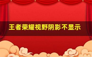 王者荣耀视野阴影不显示