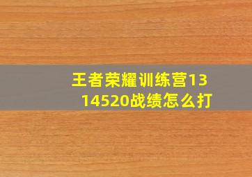 王者荣耀训练营1314520战绩怎么打