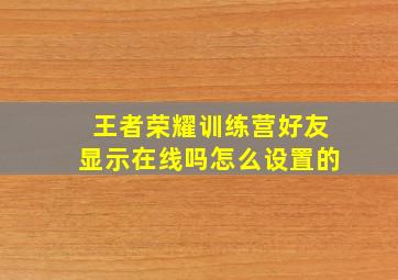 王者荣耀训练营好友显示在线吗怎么设置的