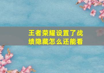 王者荣耀设置了战绩隐藏怎么还能看