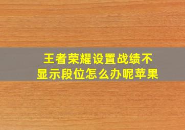 王者荣耀设置战绩不显示段位怎么办呢苹果