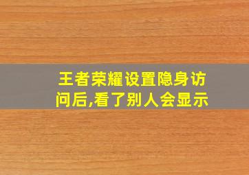 王者荣耀设置隐身访问后,看了别人会显示