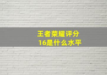 王者荣耀评分16是什么水平