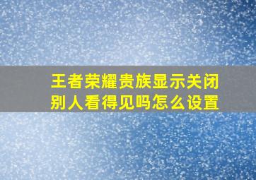 王者荣耀贵族显示关闭别人看得见吗怎么设置