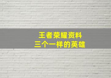 王者荣耀资料三个一样的英雄