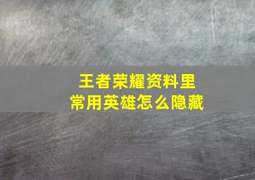 王者荣耀资料里常用英雄怎么隐藏