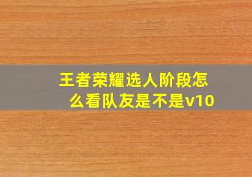 王者荣耀选人阶段怎么看队友是不是v10