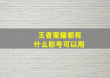 王者荣耀都有什么称号可以用