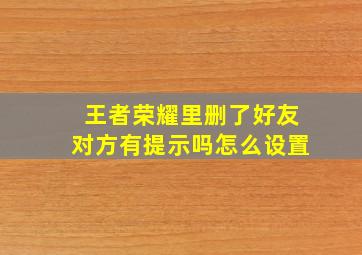 王者荣耀里删了好友对方有提示吗怎么设置