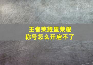 王者荣耀里荣耀称号怎么开启不了