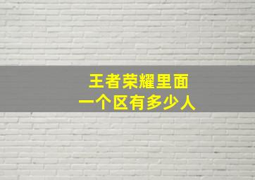 王者荣耀里面一个区有多少人