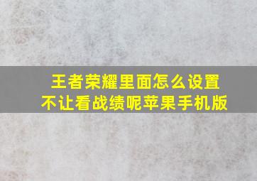 王者荣耀里面怎么设置不让看战绩呢苹果手机版