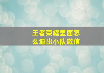 王者荣耀里面怎么退出小队微信