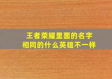 王者荣耀里面的名字相同的什么英雄不一样