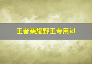 王者荣耀野王专用id