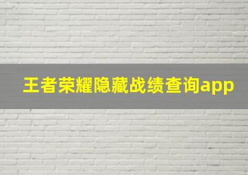 王者荣耀隐藏战绩查询app