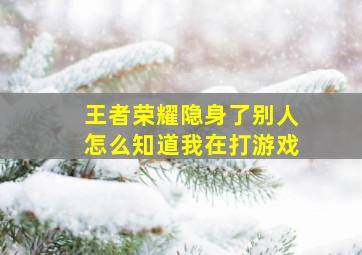 王者荣耀隐身了别人怎么知道我在打游戏