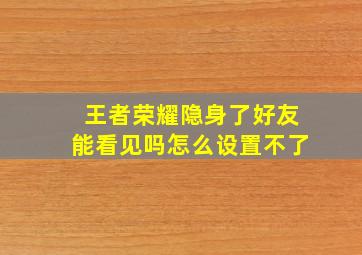 王者荣耀隐身了好友能看见吗怎么设置不了