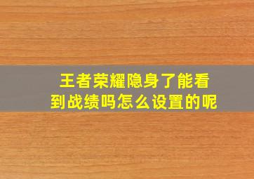 王者荣耀隐身了能看到战绩吗怎么设置的呢