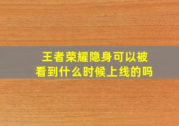 王者荣耀隐身可以被看到什么时候上线的吗