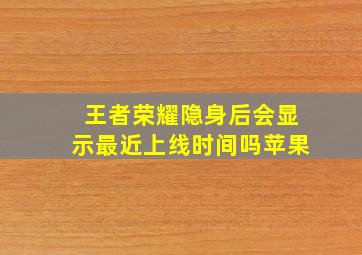 王者荣耀隐身后会显示最近上线时间吗苹果