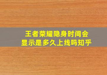 王者荣耀隐身时间会显示是多久上线吗知乎