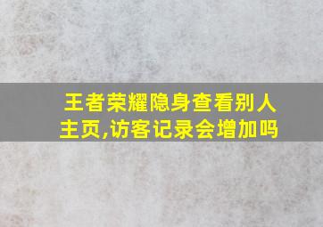 王者荣耀隐身查看别人主页,访客记录会增加吗