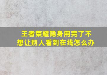 王者荣耀隐身用完了不想让别人看到在线怎么办