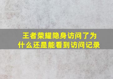 王者荣耀隐身访问了为什么还是能看到访问记录