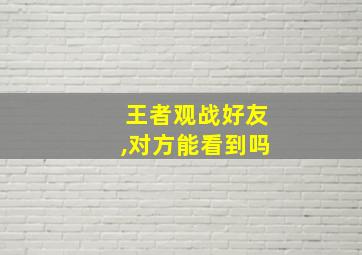 王者观战好友,对方能看到吗