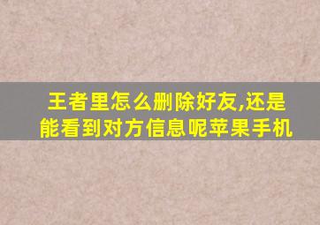 王者里怎么删除好友,还是能看到对方信息呢苹果手机