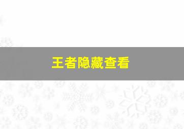 王者隐藏查看