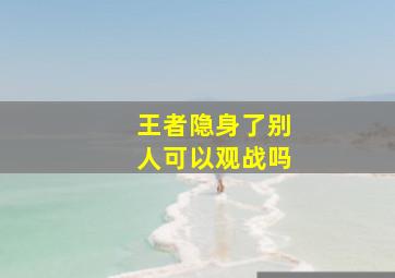 王者隐身了别人可以观战吗