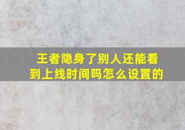 王者隐身了别人还能看到上线时间吗怎么设置的