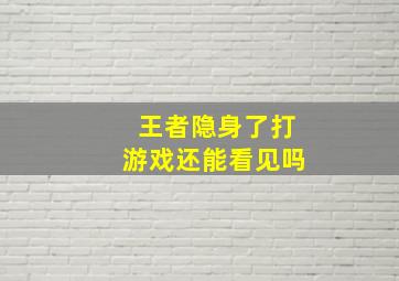 王者隐身了打游戏还能看见吗