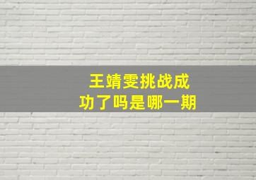 王靖雯挑战成功了吗是哪一期