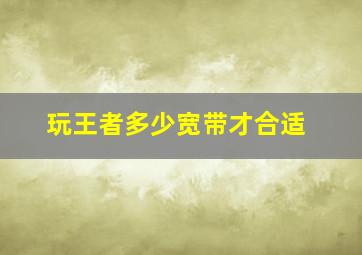 玩王者多少宽带才合适