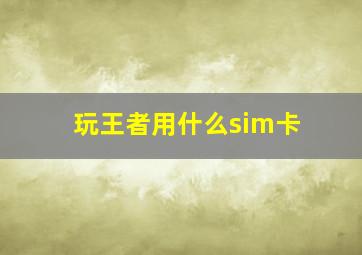 玩王者用什么sim卡